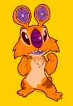  2018 3_toes alien angoraram cheek_tuft chest_tuft digital_drawing_(artwork) digital_media_(artwork) disney experiment_(species) fur leg_markings lilo_and_stitch looking_at_viewer markings open_mouth orange_fur outline purple_mouth purple_nose purple_tongue red_eyes sample_(lilo_and_stitch) signature small_tail solo speaker_ears standing toes tuft 