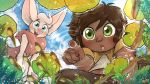  anthro bat belfry_(tamberlane) blue_eyes blush chest_tuft clothed clothing dark_skin duo female feral fish green_eyes human jonas lily_pad mammal marine open_mouth plant tadpole tamberlane tamberlane_(comic) tuft water young 