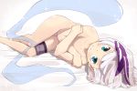  d@i genderswap genderswap_(ftm) green_eyes hair_ribbon konpaku_youmu konpaku_youmu_(ghost) lying nude on_side ribbon source_request touhou white_hair 