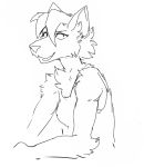  alien anthro canine chest_tuft clothed clothing dog female fur guoh hair half-length_portrait looking_at_viewer mammal monochrome olia_(legendary_defender) portrait shirt short_hair simple_background sketch smile solo tank_top tuft voltron voltron_legendary_defender 