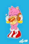  &lt;3 amy_rose breasts chili_dog eating excito eyes_closed female food hedgehog hot_dog mammal mustard nude obese overweight pussy sausage slightly_chubby sonic_(series) suggestive sweat 