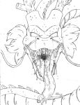  2018 dragon dragon_ball drooling eastern_dragon fangs feral hair horn imminent_vore jimfoxx long_tongue looking_at_viewer monochrome mouth_shot open_mouth saliva sharp_teeth shenron simple_background teeth tongue uvula vore whiskers white_background 