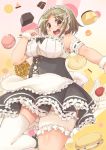  :d apron belly blush breasts brown_eyes brown_hair corset dress food frilled_dress frilled_skirt frills garter_belt hair_ornament himukaze huge_breasts idolmaster idolmaster_cinderella_girls macaron maid maid_apron maid_headdress mimura_kanako open_mouth plump short_hair skirt smile solo sweets thick_thighs thighhighs thighs 