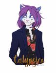  2018 anthro badge calicnetric cat feline male mammal smile solo wolfpsalm 