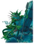  anthro claws dorsal_fin dungeons_&amp;_dragons fin fish holding_object marine official_art paul_jaquays reptile sahuagin scalie tail_fin teeth toe_claws underwater water 