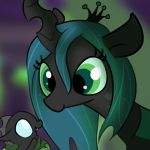  2018 baby blurred_background changeling crown cute cute_fangs drone_(mlp) duo egg eyelashes fangs female feral friendship_is_magic green_eyes green_sclera hi_res horn mother my_little_pony nude open_mouth open_smile parent queen_chrysalis_(mlp) smile teal_hair tjpones young 