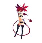  belt black_gloves black_legwear boots choker demon_girl demon_tail demon_wings disgaea earrings etna flat_chest full_body gloves harada_takehito highres jewelry lowleg lowleg_pants mini_wings navel official_art pants pointy_ears red_eyes red_hair short_shorts shorts skull_earrings slit_pupils smile solo tail thigh_boots thighhighs transparent_background wings 
