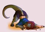  anthro biobasher clothing dinosaur invalid_background lizard mid possibly_feral reptile scalie tearing transformation trex 