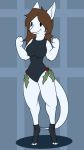  animated anthro bouncing clothing elvche female hair long_hair mammal marsupial mistletoe plant smile solo sparks swimsuit 