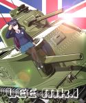  3d blue_eyes caterpillar_tracks commentary_request english girls_und_panzer ground_vehicle highres islander_(venom_nf3) long_hair m3_lee mikumikudance military military_vehicle motor_vehicle multicolored_hair panty_&amp;_stocking_with_garterbelt pantyhose st._gloriana's_school_uniform stocking_(psg) tank two-tone_hair union_jack 