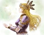  40_40 arm_guards armor armored_dress blonde_hair breastplate breasts commentary_request helmet long_hair medium_breasts purple_armor shoulder_pads silmeria_valkyrie solo valkyrie valkyrie_profile valkyrie_profile_2 