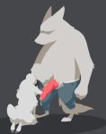  al_(weaver) animal_genitalia animal_penis anthro canine canine_penis caprine clothed clothing duo erection fluffy fluffy_tail kneeling male mammal nobby_(artist) nude pack_street penis precum remmy_cormo sheep topless underwear wolf 