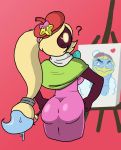  ? anthro big_butt butt clothing dress easel hair humanoid kibry_star_allies king_dedede kirby_(series) log_draws long_hair looking_back nintendo painting ponytail rear_view simple_background video_games vividria_(kirby) wide_hips 