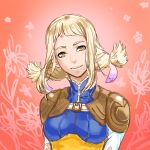  blonde_hair bodysuit braid breasts commentary_request final_fantasy final_fantasy_xii penelo small_breasts smile solo toraiaruka twin_braids twintails yellow_eyes 