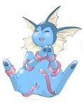  bdsm blue_body blush bondage bound eeveelution female nintendo penetration plain_background pok&#233;mon pokemon pussy solo tentacles unknown_artist vaginal vaginal_penetration vaporeon video_games white_background 