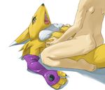  anthro breasts canine claws digimon digiphilia duo female fox fur gloves human human_on_anthro interspecies kevinsano male mammal naturally_censored open_mouth penis plain_background renamon straight titfuck white_background yellow_fur 