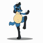  2017 3_toes animated anthro belly big_belly black_fur blue_fur blush claws female fur inflation lucario nintendo pancak3 pok&eacute;mon pok&eacute;mon_(species) red_eyes simple_background slightly_chubby spike_(disambiguation) spikes standing sweat toe_claws toes video_games white_background yellow_fur 