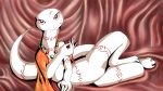  albino crusch_lulu dragonweirdo female lizard looking_at_viewer overlord_(series) red_eyes reptile scalie tattoo tribal_tattoo white_skin 