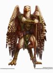  aarakocra anthro avian beak bird christopher_burdett claws clothed clothing dungeons_&amp;_dragons feathered_wings feathers holding_object holding_weapon melee_weapon official_art polearm solo spear toe_claws weapon wings 
