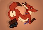  2018 anthro anus balls butt canine disney fox inner_ear_fluff looking_at_viewer looking_back male mammal necktie nick_wilde pawpads paws presenting presenting_hindquarters raised_tail ruth66 smile solo toes zootopia 