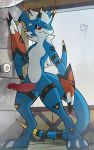  &lt;3 2017 3_toes absurd_res animal_genitalia anthro black_sclera blitzdrachin blue_scales claws clothing countershading detailed_background digimon digital_media_(artwork) digitigrade dragon erection fak&eacute;mon flamedramon gloves growlmon hair hi_res horn hybrid lizard male markings penis pinup pose precum red_eyes reptile scales scalie shower slit solo standing sven_(character) sven_the_giramon toe_claws toes vee4eva wet white_countershading white_hair 