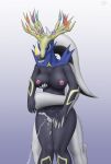  2018 ambiguous_fluids anthro anthrofied antlers arceus areola big_breasts blue_eyes breasts cum cumshot duo ejaculation female from_behind_(disambiguation) gradient_background hi_res horn legendary_pok&eacute;mon male male/female nintendo nipples nude orgasm penis pink_areola pok&eacute;mon pok&eacute;mon_(species) pussy sex simple_background smile standing testowepiwko thigh_sex video_games xerneas 