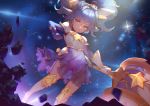  1girl alternate_costume animal_ears armor armored_boots armored_dress blue_eyes blue_hair boots fang fluffy_ears hair_ornament hammer league_of_legends long_hair magical_girl matching_hair/eyes pointy_ears poppy skirt solo star star_guardian_poppy tied_hair twintails yordle 