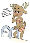  2018 5_fingers anthro antlers blush brown_fur cartoon_network cervine clothing deer ears_down embarrassed female freckles fur half-closed_eyes horn looking_at_viewer mammal open_mouth penny_fitzgerald pool_(disambiguation) simple_background solo soulcentinel standing swimsuit the_amazing_world_of_gumball wet white_background 