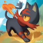  ambiguous_gender archie_adiartama digital_2d feline fire illustration invalid_tag litten mammal nintendo pok&eacute;mon pok&eacute;mon_(species) pokemon_sun_and_moon video_games whiskers 