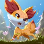  653 ambiguous_gender archie_adiartama digital_2d fennekin flower grass illustration instaart invalid_tag nintendo plant pok&eacute;mon pok&eacute;mon_(species) pokemon_sun_and_moon smile video_games 