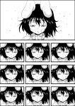  animal_ears bunny_ears comic commentary_request empty_eyes expressionless face greyscale half-closed_eyes highres inaba_tewi monochrome niiko_(gonnzou) parted_lips silent_comic solo tired touhou 