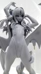  1girl bare_legs bare_shoulders blush breasts curvy female figure full_body futaba_lili_ramses leotard lilith-soft long_hair magical_girl monochrome partially_visible_vulva photo small_breasts smile solo taimanin_(series) tentacle_and_witches thong_leotard twintails 