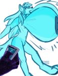  2018 4_toes anthro app areola big_breasts breast_expansion breasts canine claws digital_drawing_(artwork) digital_media_(artwork) digitigrade english_text expansion female fox fur growth hair hi_res huge_breasts hyper hyper_breasts inflation long_hair mammal naughtygryph nipples nude open_mouth phone phone_app pussy rubber simple_background sketch sl1 text toes translucent 