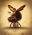  ambiguous_gender antennae arachnid arthropod black_eyes brown_fur butterfly_wings cryptid-creations english_text feral fur hybrid insect insect_wings latin_text solo spider text what_has_science_done wings 