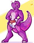  diaper dinosaur inflatable lilchu living_inflatable muscular pool_toy presenting purple_skin scalie star zoran 
