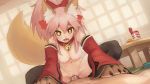  animal_ears bell breasts collar dark_skin fang fate/extra fate/extra_ccc fate_(series) food foxgirl navel nipples paintrfiend penis pink_hair pussy sex stockings tail tamamo_no_mae_(fate) uncensored yellow_eyes 