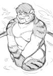  anthro bear-tf-polar belly chubby_cheeks convenient_censorship drooling feline fur hair hot_spring human human_to_anthro male mammal moobs navel nipples nude onsen open_mouth open_smile overweight overweight_male partially_submerged saliva simple_background smile solo standing striped_fur stripes teeth tiger tongue transformation water whiskers 