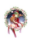  absurdres alternate_costume alternate_hairstyle bell belt blush boots bow braid capelet christmas commentary_request dress front_braid full_body full_moon fur_trim green_eyes green_hair hair_bow hair_ribbon hat highres jiji_(381134808) kagiyama_hina long_hair looking_at_viewer mistletoe moon open_mouth plaid plaid_dress red_dress red_footwear reindeer ribbon santa_hat sitting smile snow solo stuffed_animal stuffed_toy teddy_bear touhou transparent_background tree 