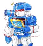  80s akamtvahosi cannon commentary_request decepticon frenzy multiple_boys no_humans oldschool open_mouth ravage red_eyes rumble smile soundwave surprised transformers weapon 