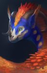  2017 blue_eyes curved_horn digital_media_(artwork) dragon dschunai feral horn solo teeth 
