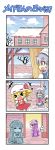  &gt;_&lt; ... 4koma 5girls :3 =_= apron bat_wings blonde_hair bow braid brick_wall coat colonel_aki colorized comic commentary crescent crescent_moon_pin crossed_arms curtains flandre_scarlet flying_sweatdrops frozen grey_hair hair_ribbon hat hat_bow hat_ribbon holding_clothes hong_meiling izayoi_sakuya light_rays long_hair maid_apron maid_headdress melting mob_cap multiple_girls open_mouth outstretched_arms patchouli_knowledge puddle purple_hair railing remilia_scarlet ribbon running short_hair side_ponytail snow spoken_ellipsis stool sunbeam sunlight touhou translated twin_braids very_long_hair window wings 