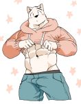  2018 5_fingers anthro biceps canine clothing digital_media_(artwork) fur hoodie kemono male mammal muscular muscular_male shirt simple_background syukapong 