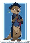  animal_genitalia arin_(letodoesart) balls bottomless clothed clothing graduation letodoesart male mammal mustelid otter sheath solo 