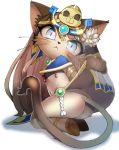  1girl artist_request blue_eyes brown_hair cat cat_busters furry long_hair smile solo 