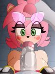  2018 amy_rose animated anthro black_nose duo eyewear female first_person_view green_eyes hedgehog looking_at_viewer male male/female mammal n0nnny oral penis sex sonic_(series) vein 