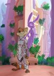  2018 anthro armor barefoot body_armor canine city cityscape claws clothed clothing detailed_background dipstick_ears disney duo female flying fox ghost green_eyes hand_on_shoulder ittybittykittytittys judy_hopps lagomorph male mammal navel nick_wilde nude outside rabbit signature smile spirit standing sunbeam toe_claws tree zootopia 