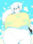  1girl blue_eyes bottomless furry kishibe polar_bear short_hair solo white_hair 