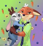  2018 anthro canine clothing digital_media_(artwork) disney duo female fox fur hawaiian_shirt hi_res judy_hopps lagomorph male mammal necktie nick_wilde one_eye_closed rabbit shirt simple_background skeletonguys-and-ragdolls smile uniform wink zootopia 