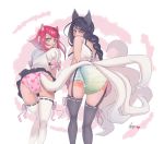  2girls ahri annie_hastur diaper league_of_legends looking_at_viewer looking_back multiple_girls pov pov_eye_contact pull-up_diaper underwear 