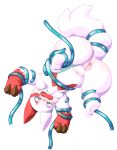  2015 anthro anus bluescape735 blush breasts claws female fur navel nintendo nipples nude open_mouth pok&eacute;mon pok&eacute;mon_(species) pussy red_eyes red_fur simple_background solo tentacles video_games white_background white_fur zangoose 